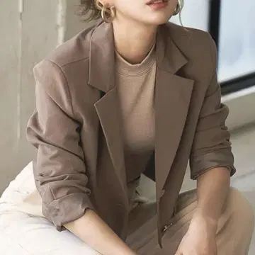 darich 다리치 숏 얇은 소재 자켓 올리브 블루종