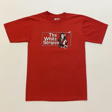 00s THE WHITE STRIPES 전면 로고 프린트 밴딩 티셔츠 S