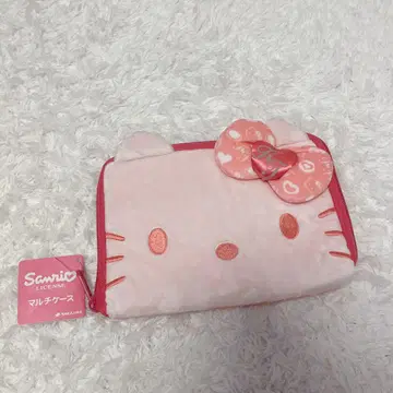 키티 봉제 인형 멀티 케이스 핑크 수첩 카드 케이스 파우치