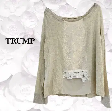 TRUMP 긴팔 티셔츠 컷소 [M] 그레이 레이스 이소재 얇은 소재