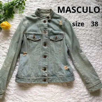 MASCULO 데미지 가공 자켓 데님 자켓 적당한 색감 size38