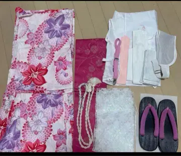 꽃무늬 유카타 오비 조리 세트, 기모노 착용법 세트 포함