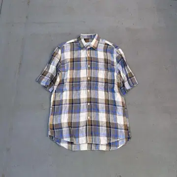 Ermenegildo zegna 체크 반팔 린넨 셔츠 남성용