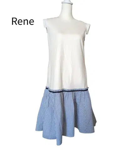 [컨디션 최상] Rene 르네 스트라이프 원피스 펄 장식 36