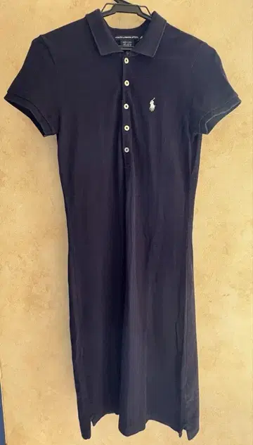 Ralph Lauren 네이비 피케 셔츠 무릎 아래 원피스 반팔 XS