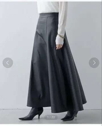 블랙 플레어 스커트 롱 기장