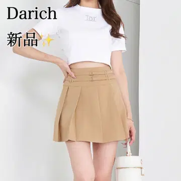 새상품 Darich 다리치 더블 벨트 플리츠 미니 스커트 베이지 M