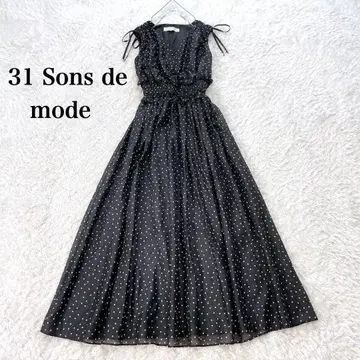 31 Sons de mode 콜라보 아이템 어깨 리본 도트 롱 원피스