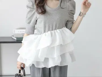 AMELY 프릴 오부 소매 상의