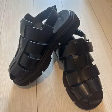 블랙 뜨개질 디자인 샌들
