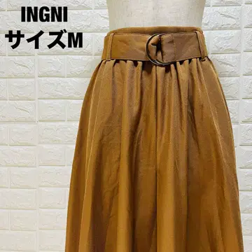 INGNI 브라운 플레어 스커트 M 벨트 스타일리시 [278]
