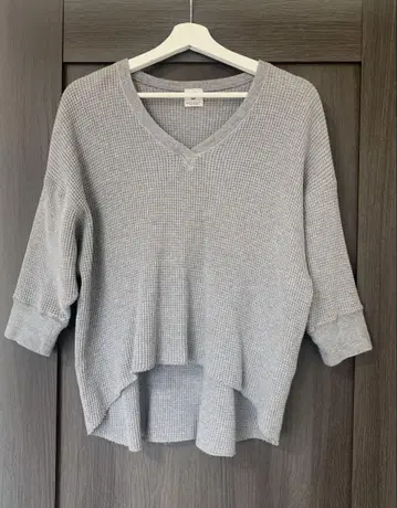 7부 소매 와플 티셔츠