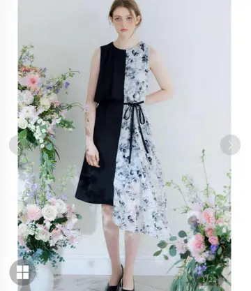Riu Flower&marble dress 대리석 원피스 BLACK