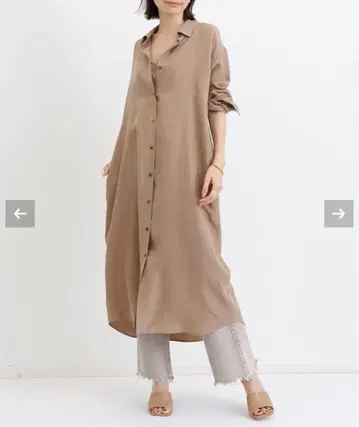[ 새상품 24SS ] 라빠르망 Silk Shirt Dress 롱 베이지