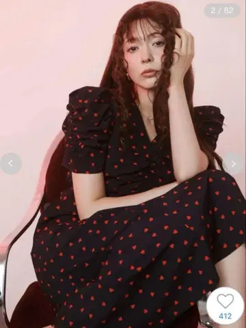 WEB 한정판 SNIDEL 하트 프린트 원피스 레어