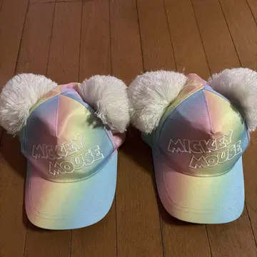 디즈니랜드 미키마우스 귀도리 컬러풀 캡 조정 가능 58cm 2개 세트