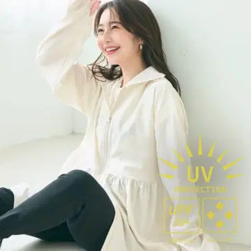 새상품 UV컷 개더 후드티 화이트 아이보리 L 사이즈 화이트