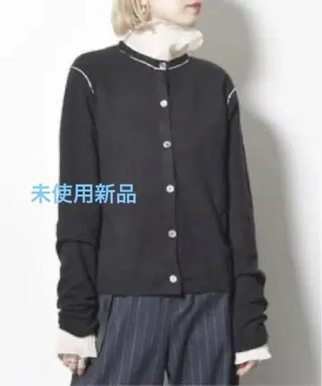 W FACE CARDIGAN: 니트 가디건 블랙