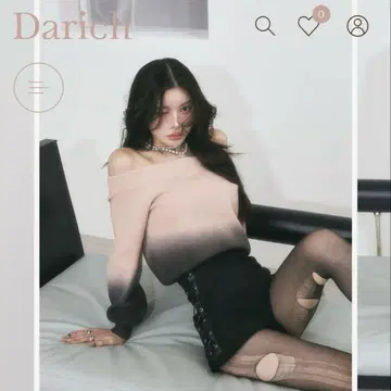 새상품급 다리치 darich 그라데이션 오프숄 니트탑 PNK
