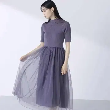 Natural beauty basic 얇은 명주 그물 도킹 니트 원피스