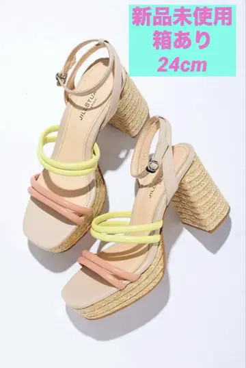 Jill Stuart 샌들 라피아 파스텔 통굽
