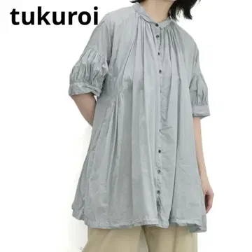 tukuroi 츠쿠로이 코튼 반팔 와이드 튜닉 블라우스 루즈핏