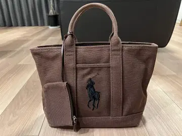 Ralph Lauren 랄프 로렌 브라운 캔버스 미니 토트백