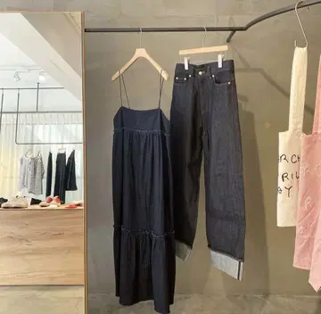 최종 가격 인하 iki 데님 티어드 원피스
