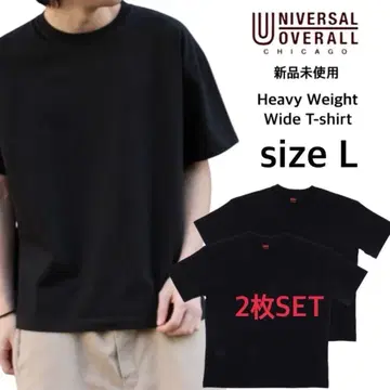 미사용 새상품 유니버셜 오버롤 와이드 헤비 티셔츠 블랙 L 2장