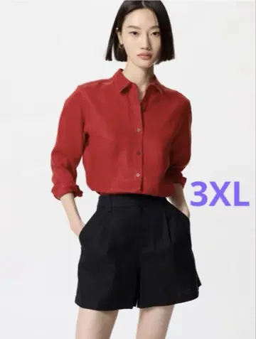 유니클로 프리미엄 린넨 셔츠 빨간색 3XL