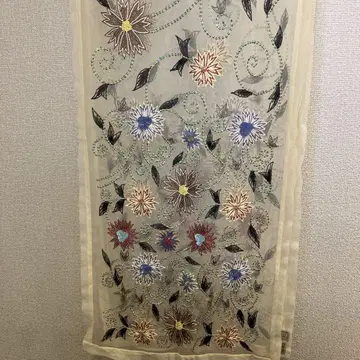 꽃무늬 자수 스톨 아이보리