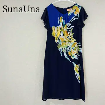 sunauna 수나우나 원피스 무릎 기장 비침 패턴 네이비 세련된 여름