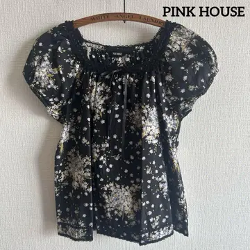 PINK HOUSE 핑크하우스 블라우스 플라워 블랙 검정 여성용