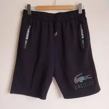 새상품급 LACOSTE 라코스테 맨투맨 하프 팬츠 블랙 빅 로고