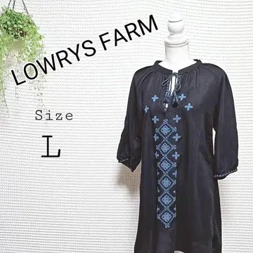 LOWRYS FARM 블랙 자수 7부 소매 원피스 L