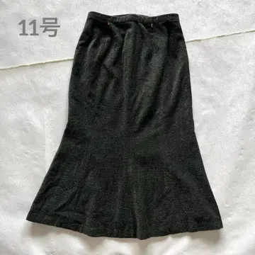 이타리야 머메이드 스커트 울 롱 짙은 녹색 슬림 사이즈 11