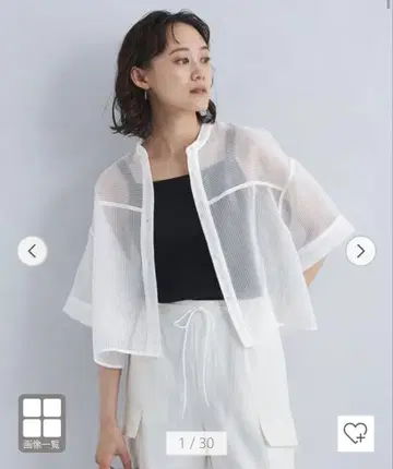 미사용 그린 라벨 시어 숏 슬리브 셔츠 프리 사이즈