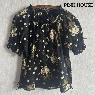PINK HOUSE 핑크하우스 블라우스 플라워 블랙 검정 여성용