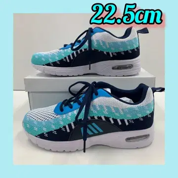 22.5cm 새상품*여성 신발*초경량 *폭넓은 에어 메쉬 스니커즈 SAX