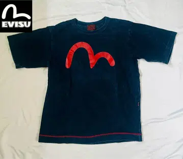 EVISU 에비수 티셔츠 카모메 인디고 네이비 레드 40