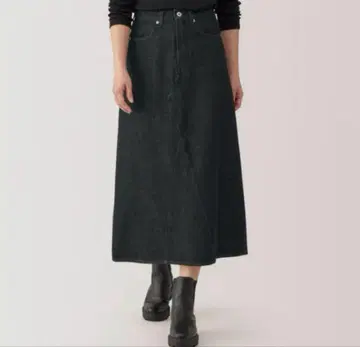 무인양품 데님 A라인 스커트 블랙 L
