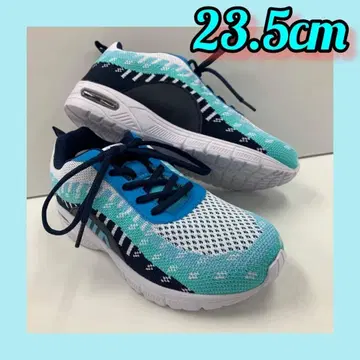 23.5cm 새상품*여성 신발*초경량*넓은 볼 에어 메쉬 스니커즈 SAX