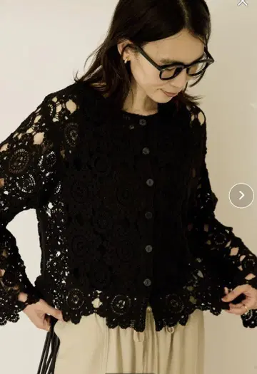 아메리칸 홀릭 토션 레이스 가디건 블랙