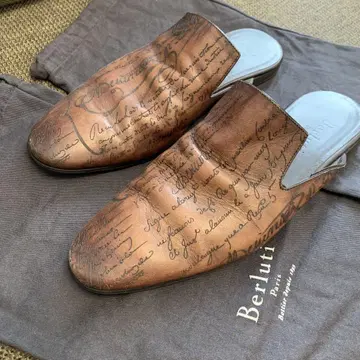 미사용 새상품 벨루티 사이러스 스크릿 레더 슬리퍼 약 26.5cm
