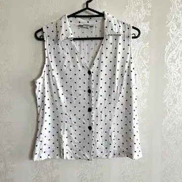 USA 빈티지 Dressbarn 도트 슬리브리스 셔츠 블라우스