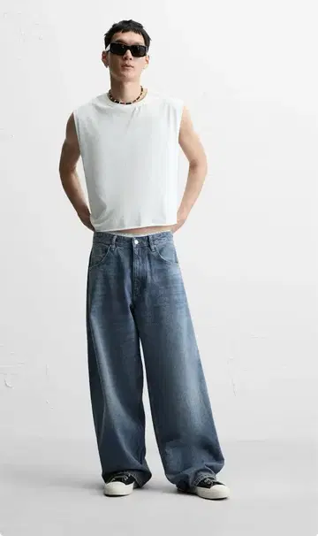 ZARA 벌룬 슬리브 핏 데님 슈퍼 배기 핏 청바지