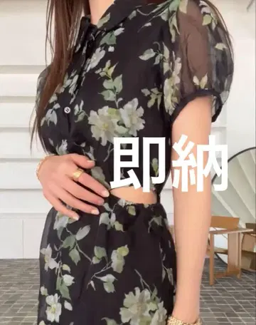 CLANE SHEER FLOWER MINI PUFF ONEPIECE