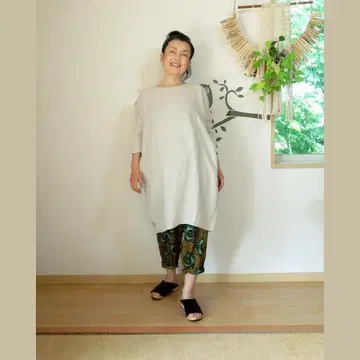 쓰쓰무 손으로 짠 크레이프 실크 베이직 튜닉