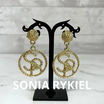 새상품급 SONIA RYKIEL 빈티지 귀찌 SR 로고 빅 사이즈 골드