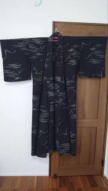 블랙 물결무늬 코몬 기모노 홑옷